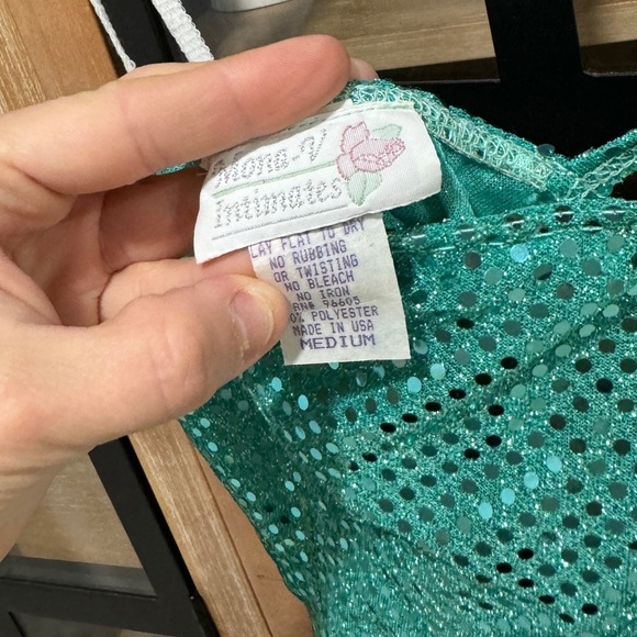 Vintage Y2K Turquoise Sequin One Shoulder Mini Dress Mona V Party 1990s - Picture 2 of 8